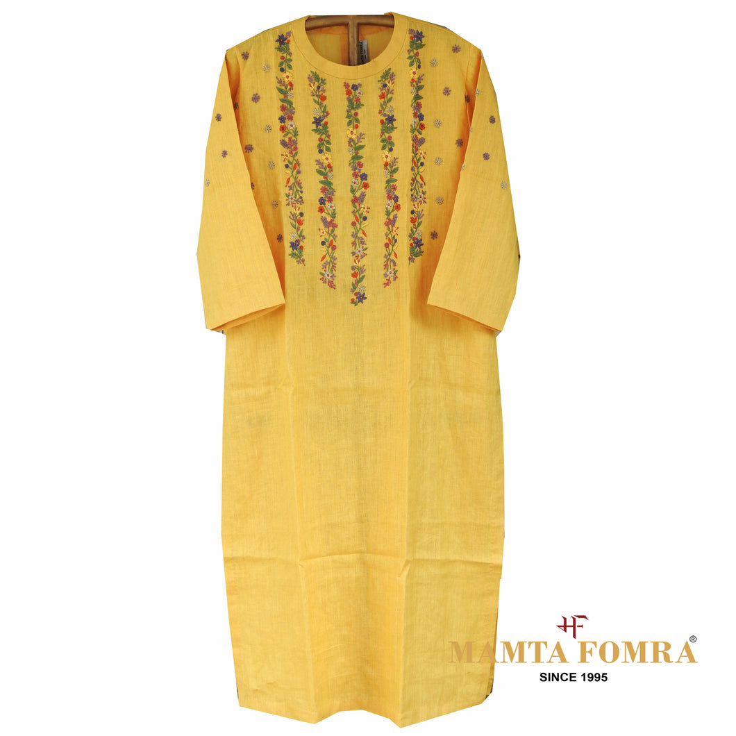 Pure linen embroidery kurta