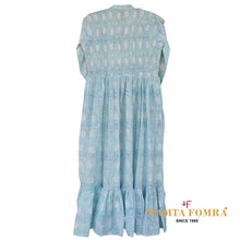 Load image into Gallery viewer, Blue base with a delicate white floral print dress
