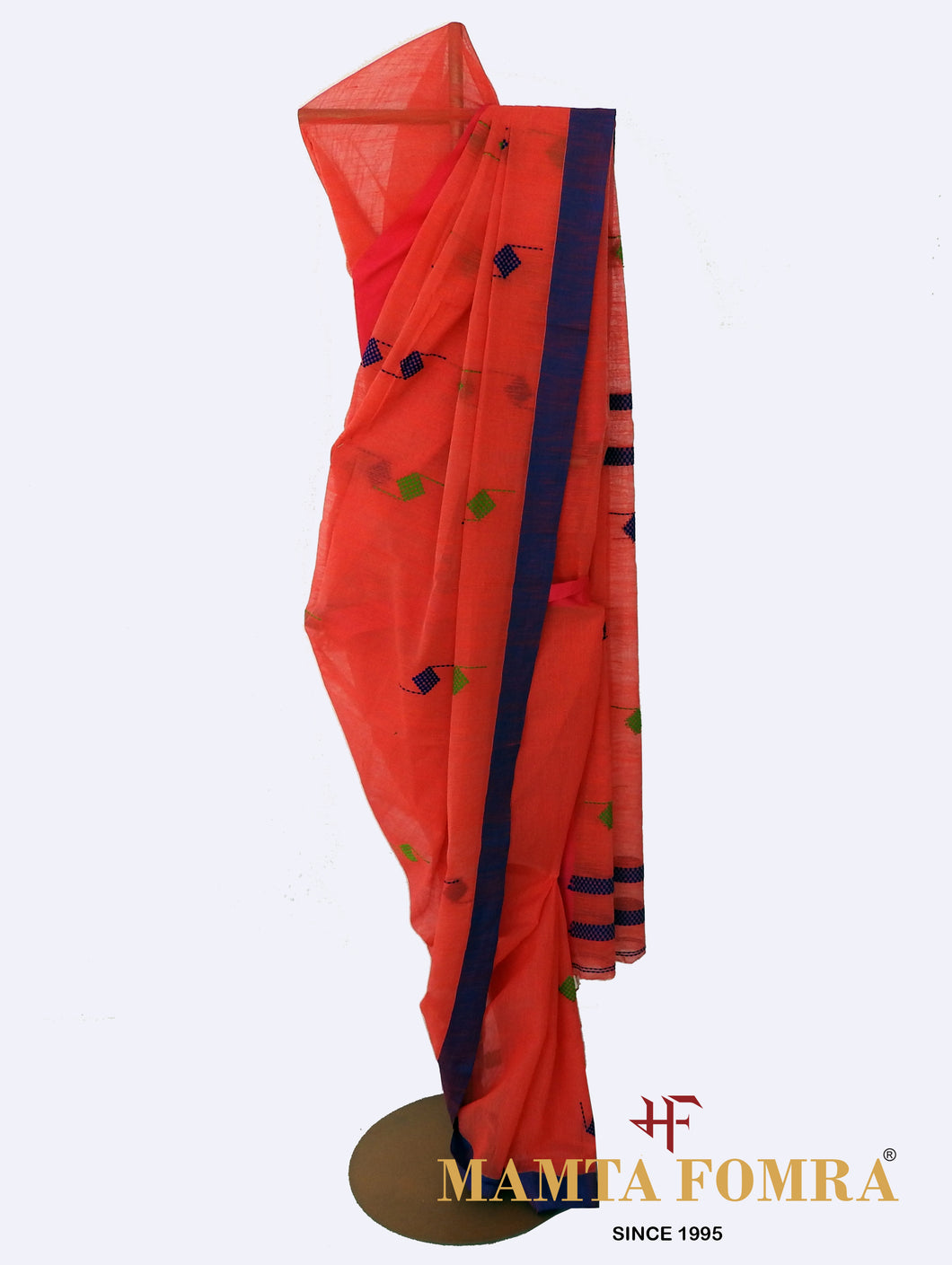 Tomota Red Handloom Cotton Saree