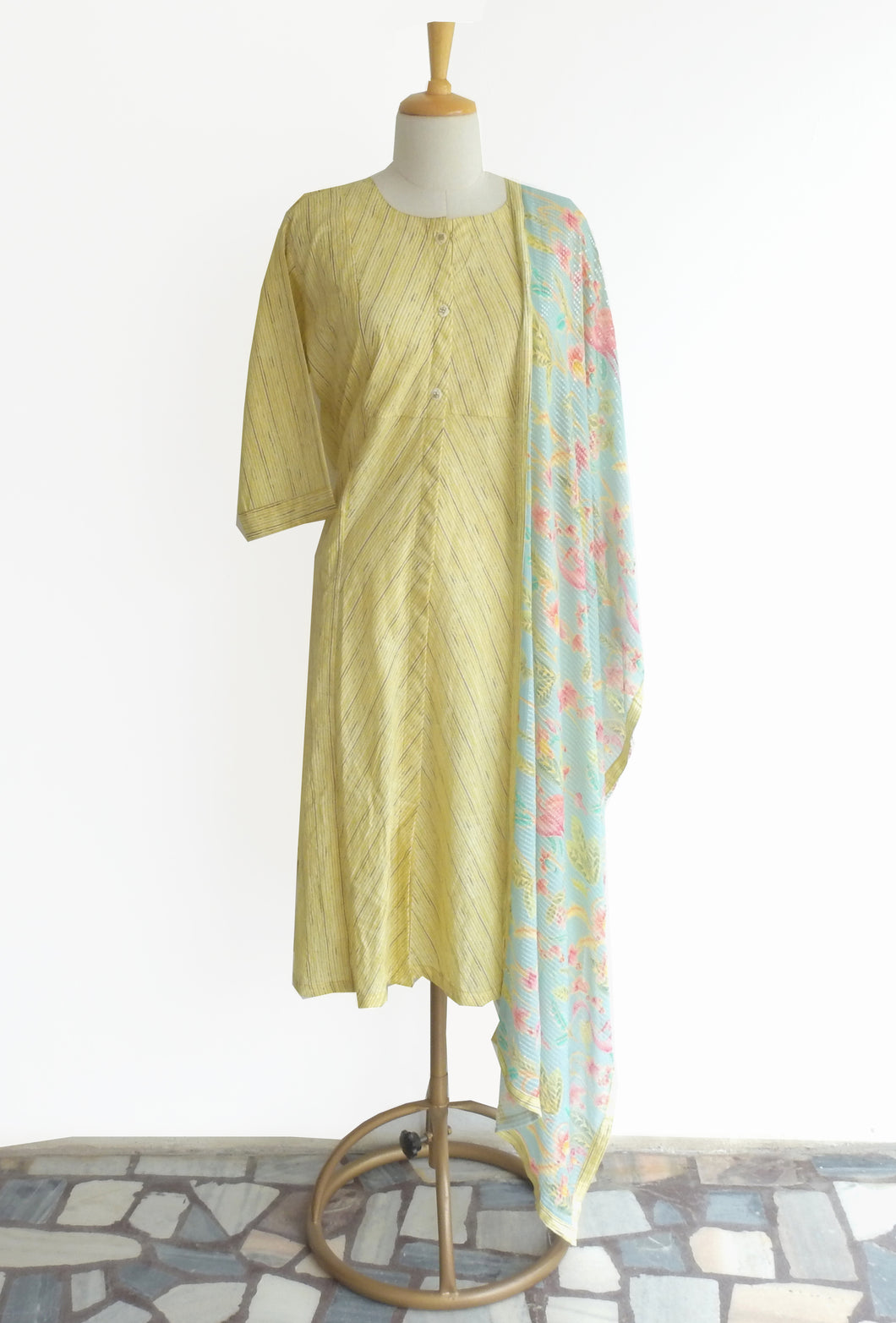 Yellow Cotton Kurta with Dupata