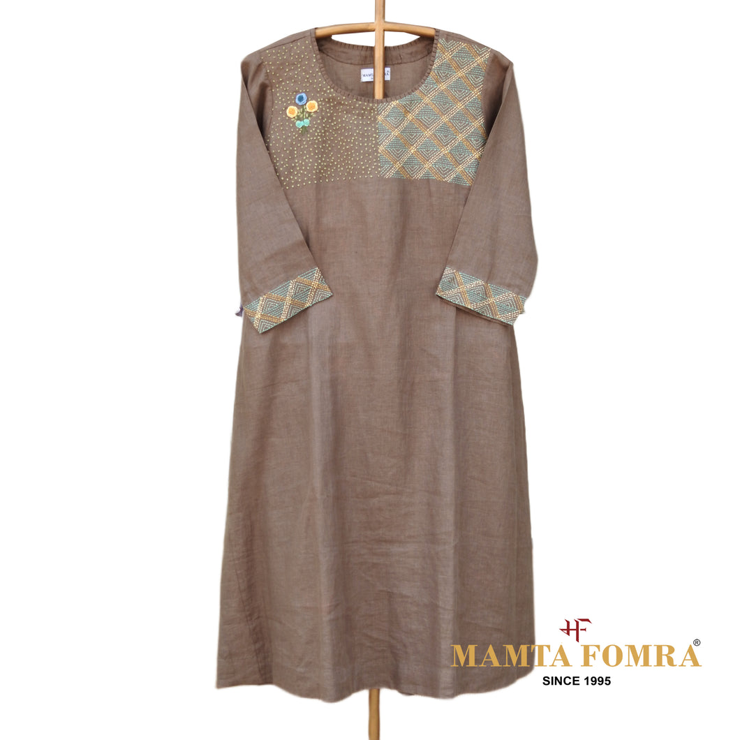 Pure Linen Hand Embroidery Kurta