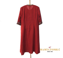Load image into Gallery viewer, Red Color  Neck and Hand Embroidery Kurta
