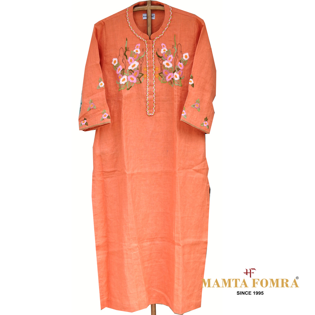 Pure linen embroidery kurta