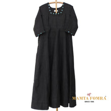 Load image into Gallery viewer, Black Linen Hand Embroiered kurta
