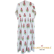 Load image into Gallery viewer, White pure cotton, block printed dress
