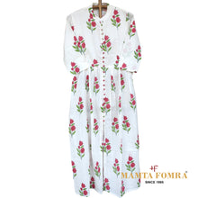 Load image into Gallery viewer, White pure cotton, block printed dress
