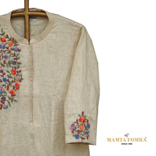 Load image into Gallery viewer, Off-white hand embroidery linen kurta
