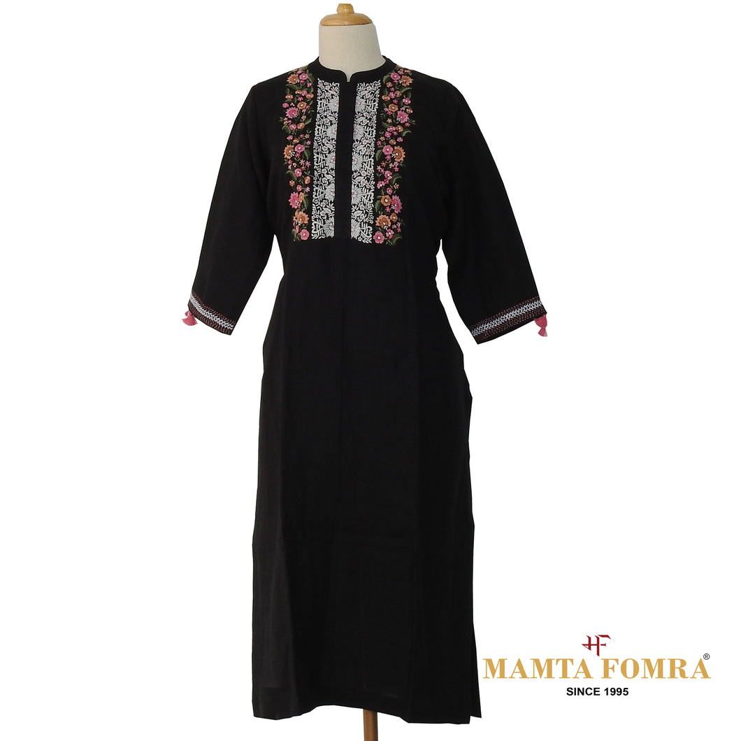 Black Linen Hand Embroiered kurta