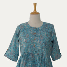 Load image into Gallery viewer, Light Blue Pottery cotton dress
