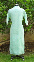Load image into Gallery viewer, Green &amp; White Stripes Kurta with Lace
