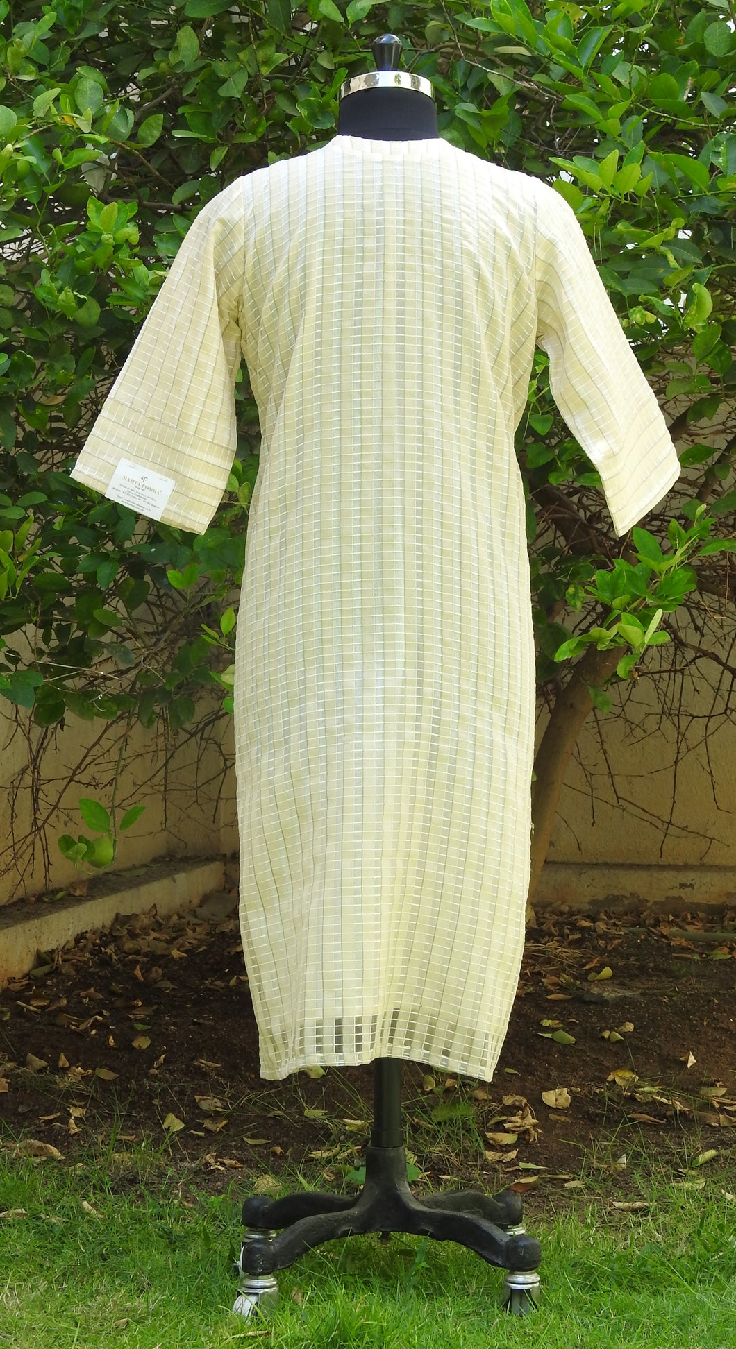 Off White and Mild Beige Organza Kurta