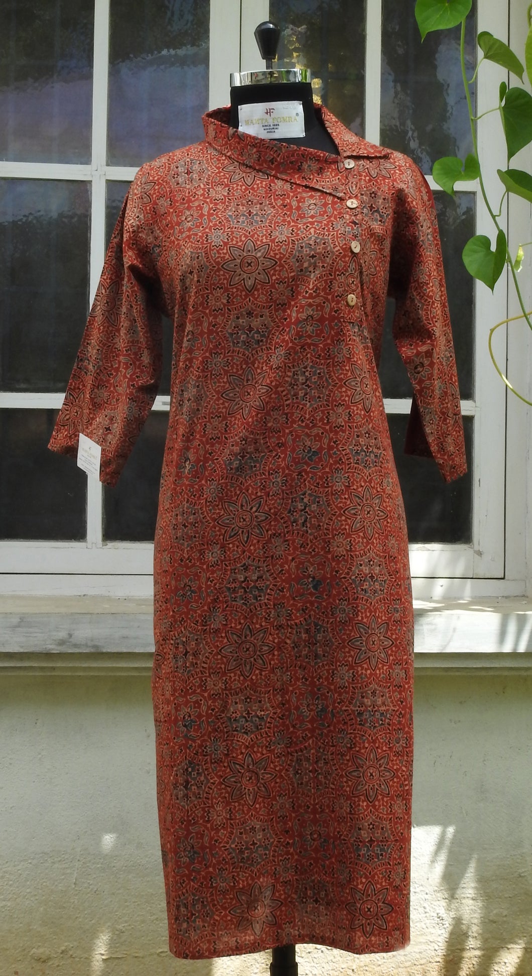 Red Ajraki Kurta