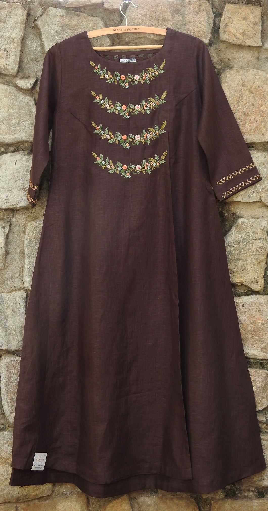 Pure Linen Brown Dress