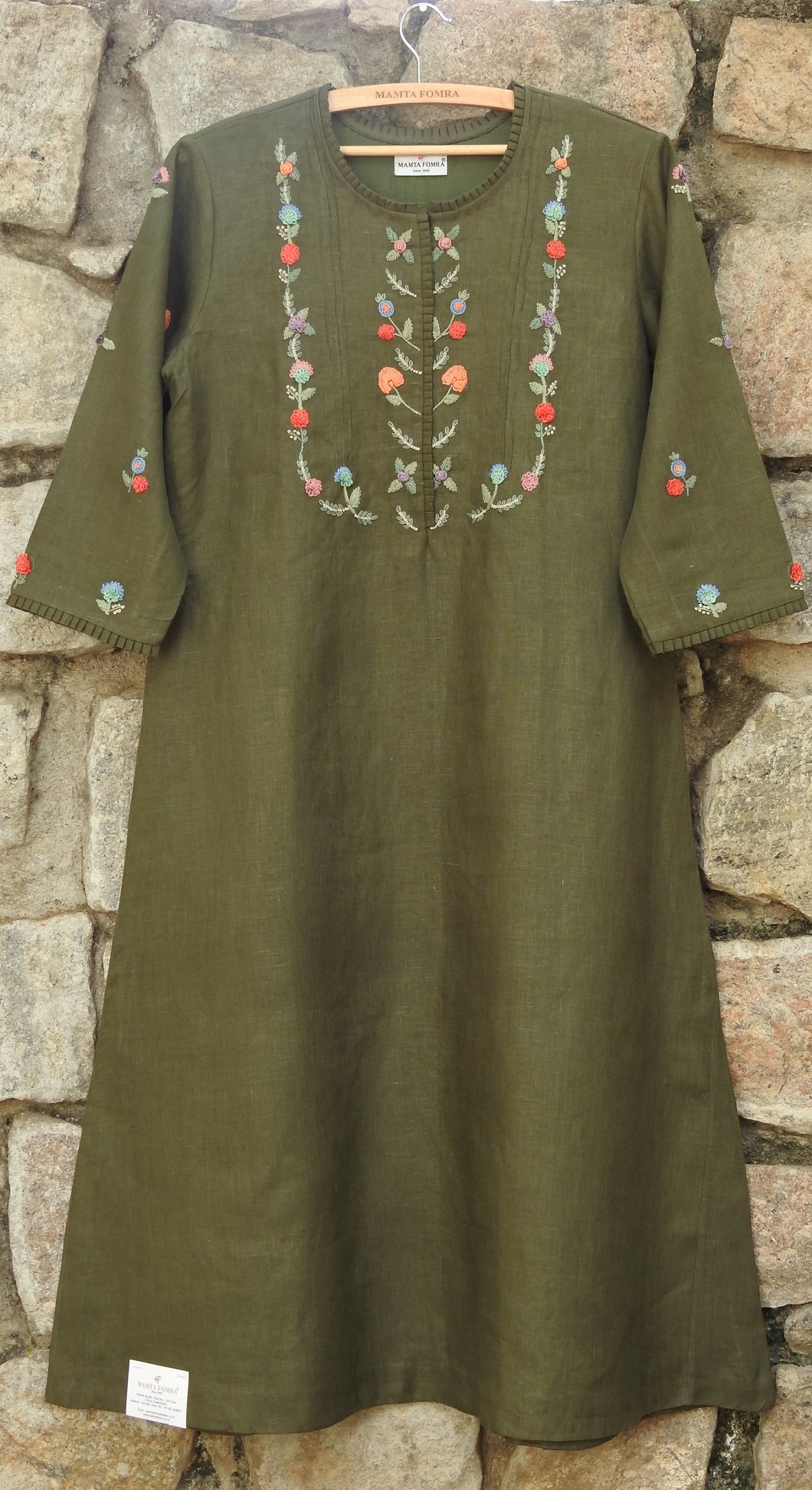 Pure Linen Bottle Green Kurta
