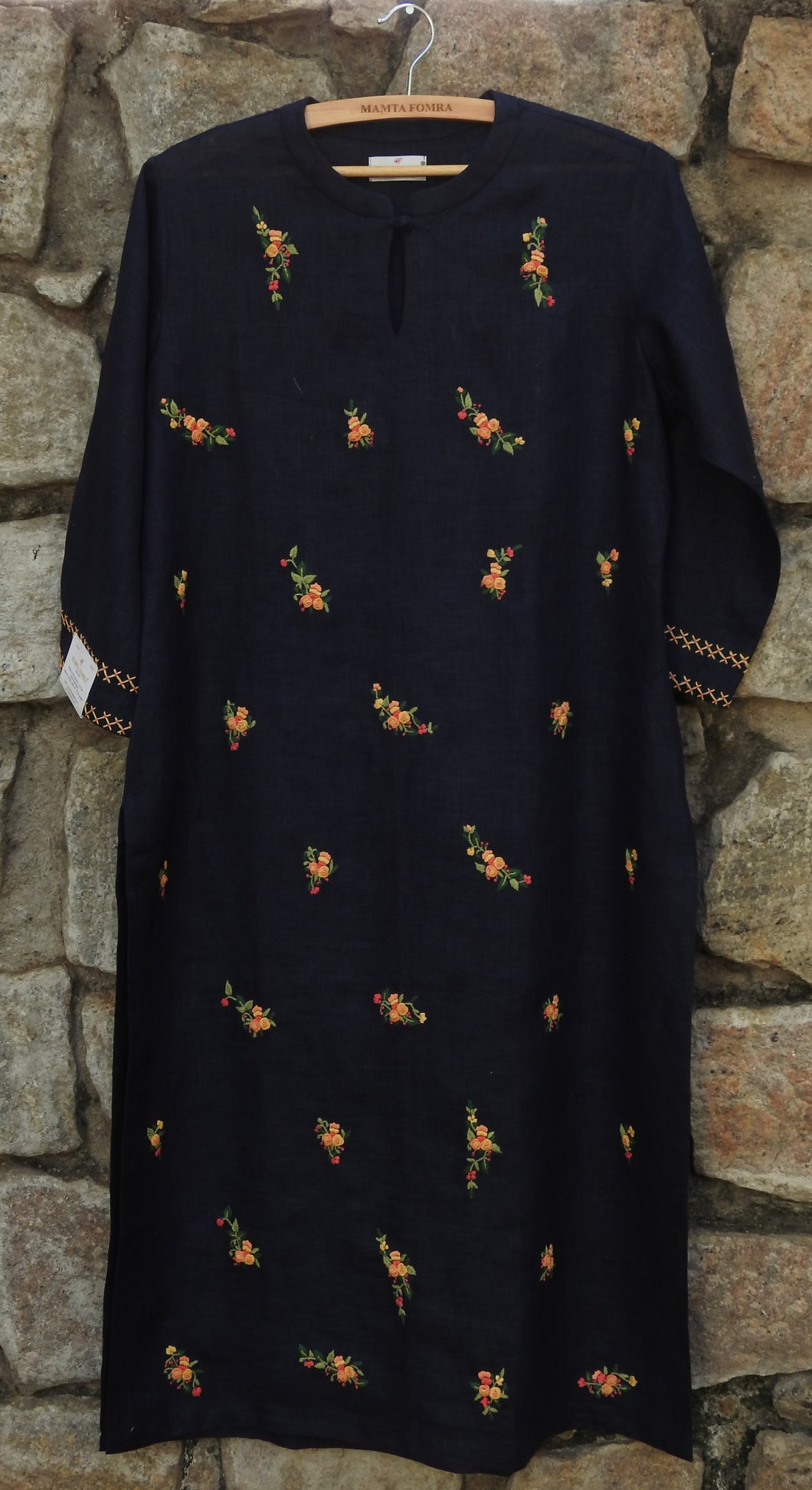 Pure Linen Navy Blue Kurta
