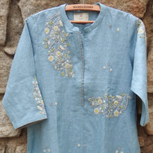 Load image into Gallery viewer, Maya Blue Kurta with Differentiated Hand Embroidery (Price on Request)
