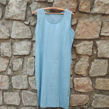 Load image into Gallery viewer, Baby Blue Dress with Delicate Neck Embroidery &amp; Pockets.
