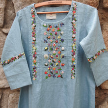 Load image into Gallery viewer, Maya Blue Dress with Overload Yoke Embroidery
