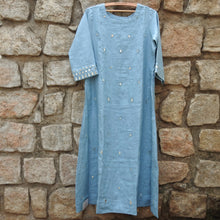 Load image into Gallery viewer, Sky Blue All Over Mirror Work Dress
