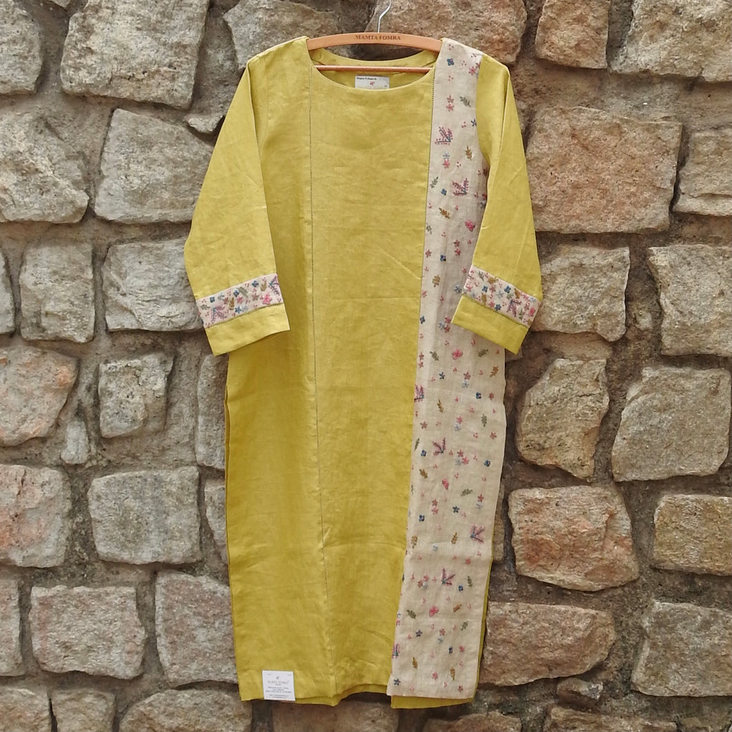 Rufous Red Hand Embroidery Panel Kurta (Price on Request)