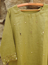 Load image into Gallery viewer, Chart Use Green Mirror Work Dress with Ajrakhi Dupatta (Price on Request)

