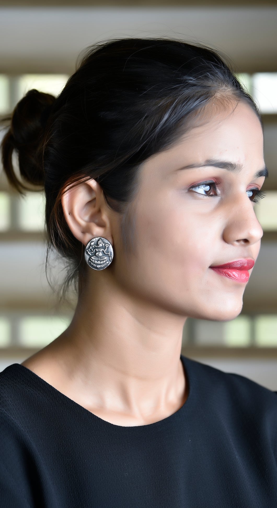 Hand Carved Ganesha Ear Tops with Clasp