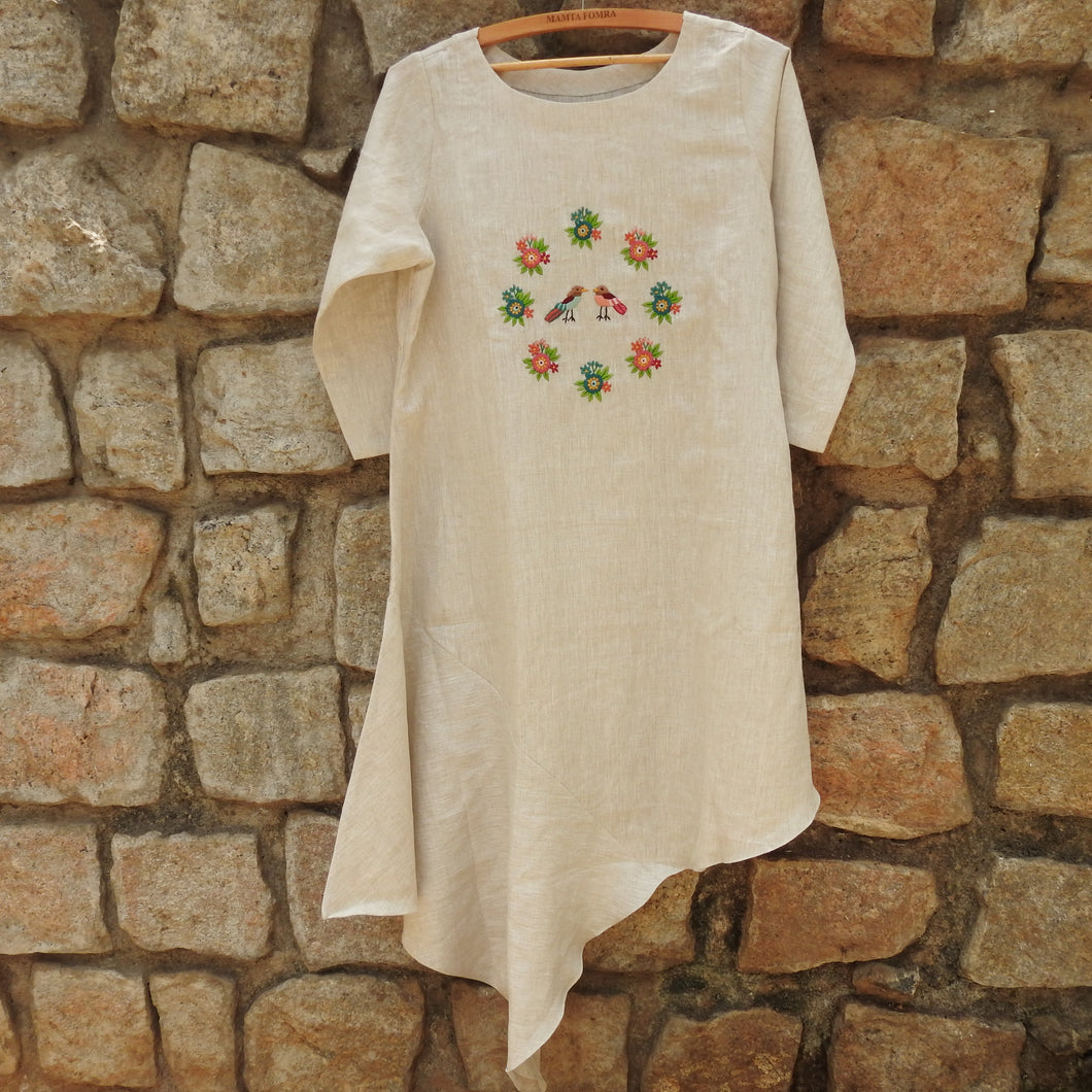 Parchment Off-White Circle of Life Biased Cut Dress